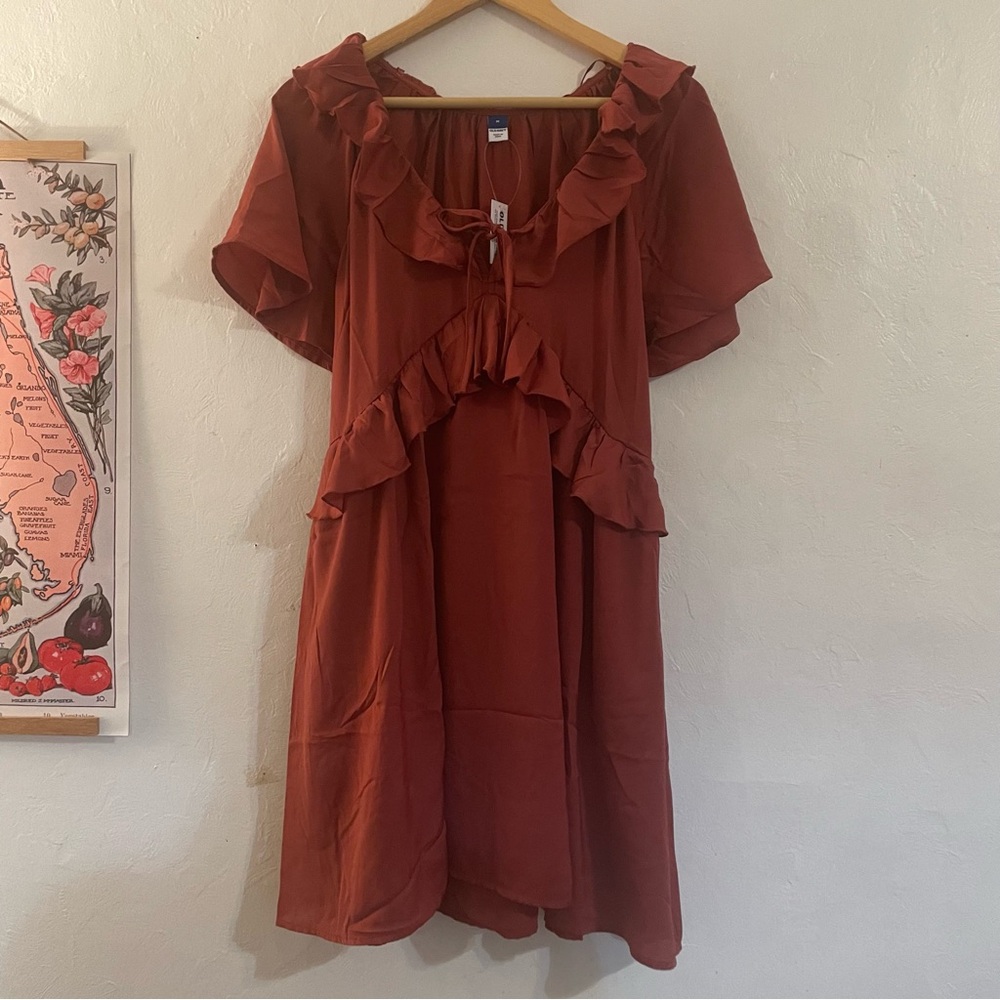 Old Navy Rust Ruffle Mini Dress